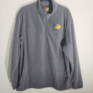 Bass Pro Shops Pullover Sweater Gray Quarter-Zip drawstring Long-Sleeve Fleece